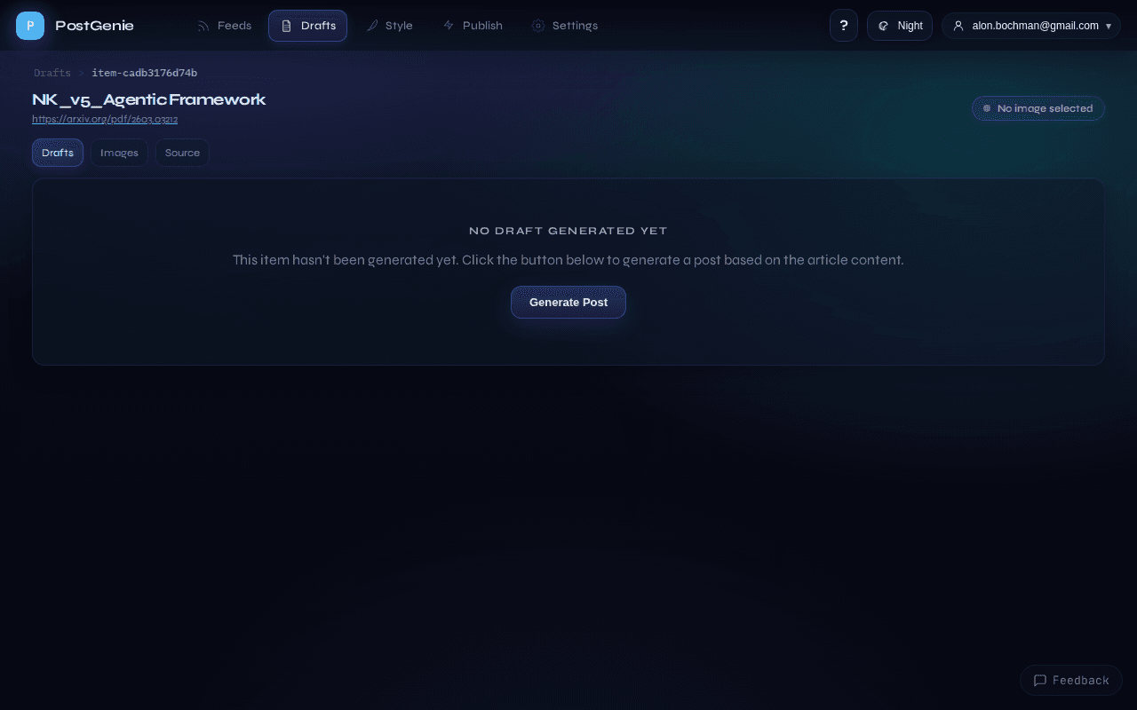 Draft detail view with editing tools